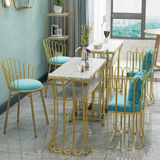 Nordic Golden Nail Chairs Simple Bedroom Sofa Cafe Chair Art Dining Table Room Chairs Salon Furniture Nail Table Manicure Table