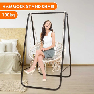 Nordic Hammock Chair Swing Rope Outdoor Indoor Garden Round Seat Metal Frame Chair Stand Rack Safety Chair Hammock for Home