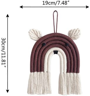 Nordic Hand Geweven Macrame Tapestry Katoenen Touw Dier Muur Opknoping Hanger Decor Bruin