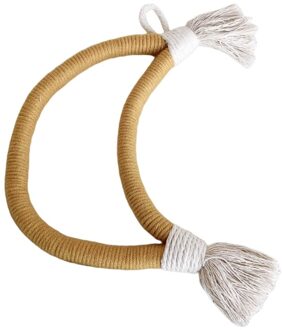 Nordic Hand Geweven Macrame Tapestry Katoenen Touw Weave Maan Muur Opknoping Hanger P31B geel