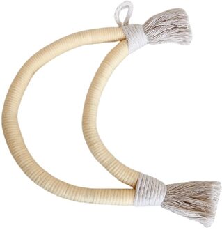 Nordic Hand Geweven Macrame Tapestry Katoenen Touw Weave Maan Muur Opknoping Hanger P31B licht geel