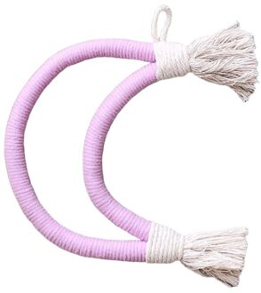 Nordic Hand Geweven Macrame Tapestry Katoenen Touw Weave Maan Muur Opknoping Hanger P31B licht paars