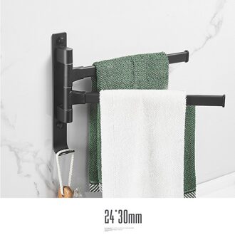 Nordic Handdoekenrek Zwarte Roterende Bar Ruimte Aluminium Activiteit Wall-Hung Ponsen-Gratis Badkamer Opslag 2 arms