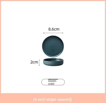 Nordic In Stijl Huishoudelijke Keramische Hepburn Saus Schotel Creatieve Ronde Kruiden Schotel Gestreepte Bijgerecht Individuele Kleine Schotel Ink groen