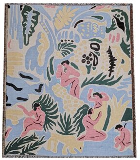 Nordic Ins Naakte Mensen Bos Katoen Reizen Deken Vrijetijdsbesteding Deken Sofa Handdoek Tapijt Cover Deken Enkele Tapestry Sofa Mat