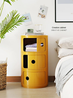 Nordic Ins Net Red Bedside Table Modern Minimalist White Round Creative Small Cabinet Mini Simple Plastic Side Cabinet