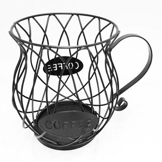 Nordic Iron Art Uitgeholde Koffie Capsule Opslag Mand Creatieve Koffiekopje Vormige Fruit Koffie Pod Houder Voor Home Hotel Decor zwart