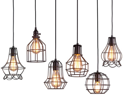 Nordic Iron Cage Industrial LED Pendant Lights 90-260V Kitchen Pendant Lamp Restaurant Bedroom Decor Modern Indoor Lighting