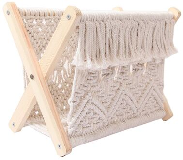 Nordic Katoen Geweven Opslag Mand Boho Macrame Tijdschriftenrek Desktop Boek Plank Photo Prop