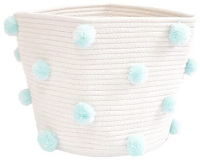 Nordic Katoenen Touw Gebreide Pom Decoratie Wasmand Speelgoed Opslag Emmer Voor Thuis Fq-Ing groen