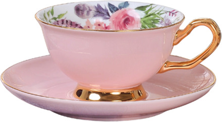 Nordic Keramische Cup Luxe Moderne Creatieve Roze Blauw Met Handvat Kantoor Afternoon Tea Cups Thuis Koffie Kop En Schotel Set MM60BYD