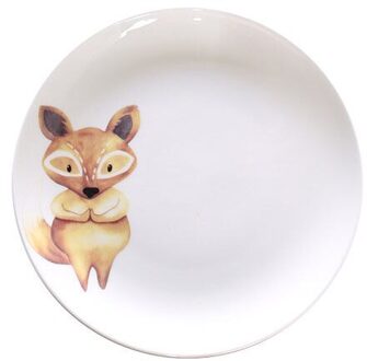 Nordic Keramische Diner Schotel Plaat Cartoon Dier Patroon Steak Fruitsalade Spaghetti Dessert Borden Home Kitchen Servies 15 cm fox