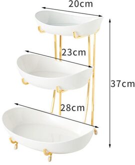 Nordic Keramische Fruitschaal Woonkamer Multi-layer Fruit Schotel Snack Mand Huishoudelijke Droog Fruit Kom Fruitschaal Creatieve luxe 3 laag wit