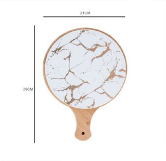 Nordic Keramische Marmer West 8-Inch Diner Plaat Steak Plaat Pizza Salade Houten Handvat Servies Sushi Plaat