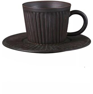 Nordic Keramische Minimalistische Handgemaakte Koffiekopje Met Schotel Set Creatieve Aardewerk Afternoon Theekopje Kantoor Water Mok Drinkware donker bruin