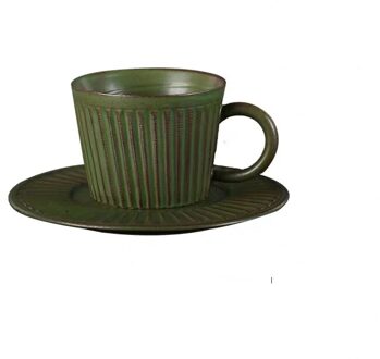 Nordic Keramische Minimalistische Handgemaakte Koffiekopje Met Schotel Set Creatieve Aardewerk Afternoon Theekopje Kantoor Water Mok Drinkware donker groen
