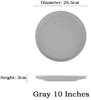 Nordic Keramische Steak Westerse Schotel Platen Thuis Gerechten Creatieve Plaat Fruitschaal Dessert Servies Westerse Stijl Steak Gerechten grijs 10 inches