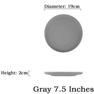 Nordic Keramische Steak Westerse Schotel Platen Thuis Gerechten Creatieve Plaat Fruitschaal Dessert Servies Westerse Stijl Steak Gerechten grijs 7.5 inches