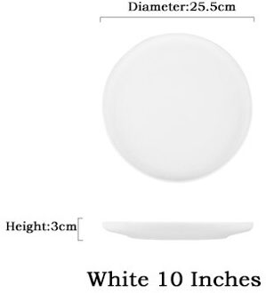 Nordic Keramische Steak Westerse Schotel Platen Thuis Gerechten Creatieve Plaat Fruitschaal Dessert Servies Westerse Stijl Steak Gerechten wit 10 inches