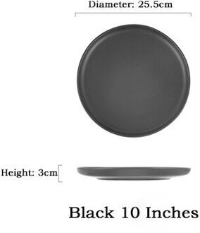 Nordic Keramische Steak Westerse Schotel Platen Thuis Gerechten Creatieve Plaat Fruitschaal Dessert Servies Westerse Stijl Steak Gerechten zwart 10 inches