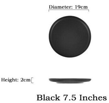 Nordic Keramische Steak Westerse Schotel Platen Thuis Gerechten Creatieve Plaat Fruitschaal Dessert Servies Westerse Stijl Steak Gerechten zwart 7.5 inches