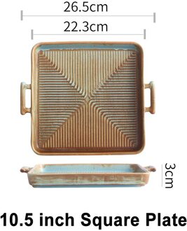 Nordic Keramische Voedsel Schotel Plaat Huishoudelijke Aardewerk Onregelmatige Schotel Salade Schotel Servies Binaural Vierkante Steak Plaat Hotel Vis 10.5 duim plein pan