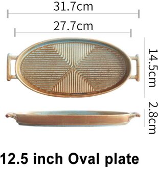 Nordic Keramische Voedsel Schotel Plaat Huishoudelijke Aardewerk Onregelmatige Schotel Salade Schotel Servies Binaural Vierkante Steak Plaat Hotel Vis 12.5 duim ovaal plate