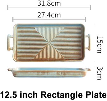 Nordic Keramische Voedsel Schotel Plaat Huishoudelijke Aardewerk Onregelmatige Schotel Salade Schotel Servies Binaural Vierkante Steak Plaat Hotel Vis 12.5 duim rechthoek