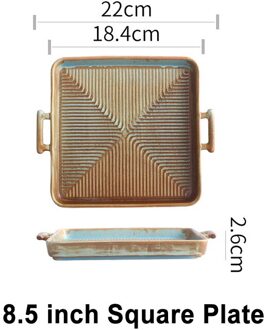 Nordic Keramische Voedsel Schotel Plaat Huishoudelijke Aardewerk Onregelmatige Schotel Salade Schotel Servies Binaural Vierkante Steak Plaat Hotel Vis 8.5 duim plein pan