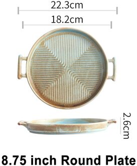 Nordic Keramische Voedsel Schotel Plaat Huishoudelijke Aardewerk Onregelmatige Schotel Salade Schotel Servies Binaural Vierkante Steak Plaat Hotel Vis 8.75 duim ronde pan