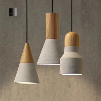 Nordic lamps and lanterns bedroom head restaurant bar creative designer cement wooden single head small chandelier
