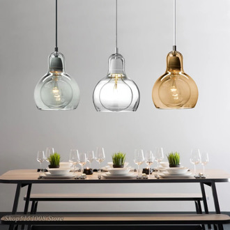 Nordic LED Glass Pendant Lamps Modern dining room Clear Amber pendant lights gourd Hanging Lights Home Decor Lighting Fixtures