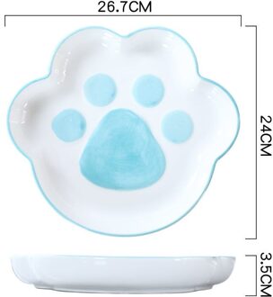 Nordic Leuke Kat Klauw Plaat Handgeschilderde Fruit Slakom Netto Rode Ins Thuis Ontbijt Plaat Combinatie Western kom Dessert 10.5 inches blauw