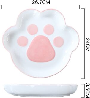Nordic Leuke Kat Klauw Plaat Handgeschilderde Fruit Slakom Netto Rode Ins Thuis Ontbijt Plaat Combinatie Western kom Dessert 10.5 inches roze