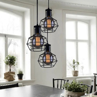 Nordic Loft Retro Iron Cage Hanging Light Modern Light Fixture American Industrial Vintage Kitchen Pendant Lamps Chandelier