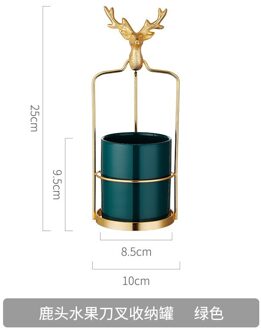 Nordic Luxe Fruit Vork Set Blad Lepel Huishoudelijke Keramische Pot Roestvrij Staal Fruit Label Lepel groen opslagruimte