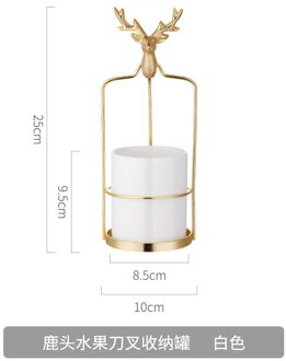 Nordic Luxe Fruit Vork Set Blad Lepel Huishoudelijke Keramische Pot Roestvrij Staal Fruit Label Lepel wit opslagruimte