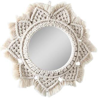 Nordic Macrame Opknoping Muur Spiegel Boho Ronde Make Up Spiegel Appartement Kamer Art Ornament Dorm Entrees Decoratie met mirror
