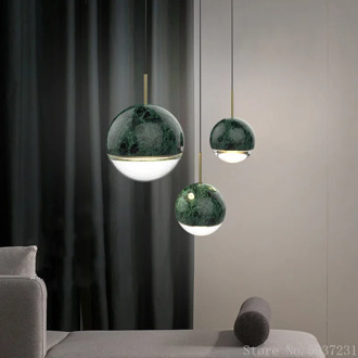 Nordic Marble Ball Pendant Lights Simple Modern Bedroom Bedside Hanging Lamp Design Crystal Art Restaurant Home Decor Fixture