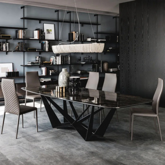 Nordic marble dinette combination post-modern minimalist light luxury rectangular stainless steel creative dinining table