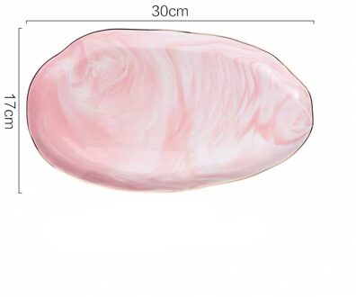 Nordic Marmer Verstoorde Salade Cosmetica Decoratieve Lade Porselein Diner Schotel Keramische Dessert Fruitschaal Sieraden Opbergvak 12 duim roze
