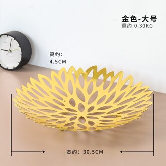 Nordic Metal Hollow Fruitmand Woonkamer Koffietafel Fruitschaal Ijzeren Plank Grote Capaciteit Opslag Mand Keuken Benodigdheden gouden-L