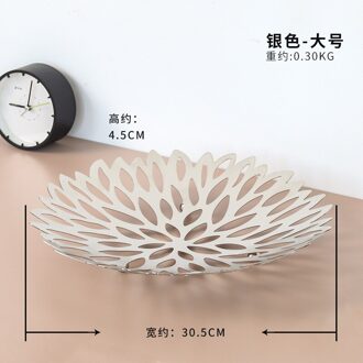 Nordic Metal Hollow Fruitmand Woonkamer Koffietafel Fruitschaal Ijzeren Plank Grote Capaciteit Opslag Mand Keuken Benodigdheden zilver-L