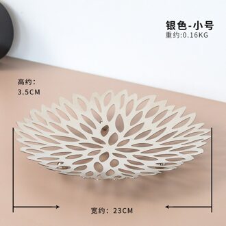 Nordic Metal Hollow Fruitmand Woonkamer Koffietafel Fruitschaal Ijzeren Plank Grote Capaciteit Opslag Mand Keuken Benodigdheden zilver-S