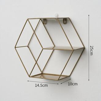 Nordic Metalen Decoratieve Opknoping Plank Hexagon Opslag Houder Planken Thuis Wanddecoratie Potplanten Ornament Stand Rack bronzen