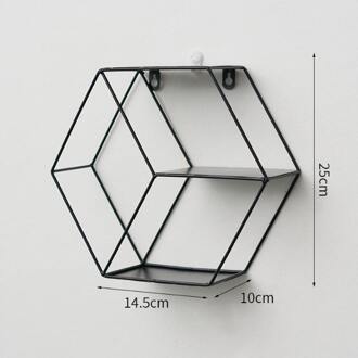 Nordic Metalen Decoratieve Opknoping Plank Hexagon Opslag Houder Planken Thuis Wanddecoratie Potplanten Ornament Stand Rack zwart