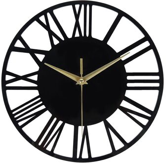 Nordic Metalen Romeinse Cijfer Wandklokken Retro Iron Art Zwarte Goud Grote Opknoping Ornament Home Decoratie Grote Wandklok Tuin