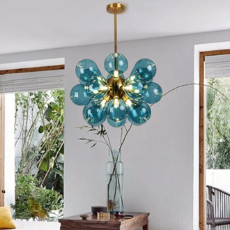 Nordic Minimalist Post-Modern Living Room Bedroom Children's Room White Blue Pink Bubble Ball Glass Chandelier Lamps