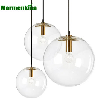 Nordic modern minimalist glass ball pendant lamp Single-head restaurant bar pendant light E27 AC110V 220V 230V