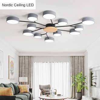 Nordic Pendant Light Modern LED Chandelier with Round Gray Metal Lampshade for Living Room Nordic Ceiling Mounted Bedroom Lustre